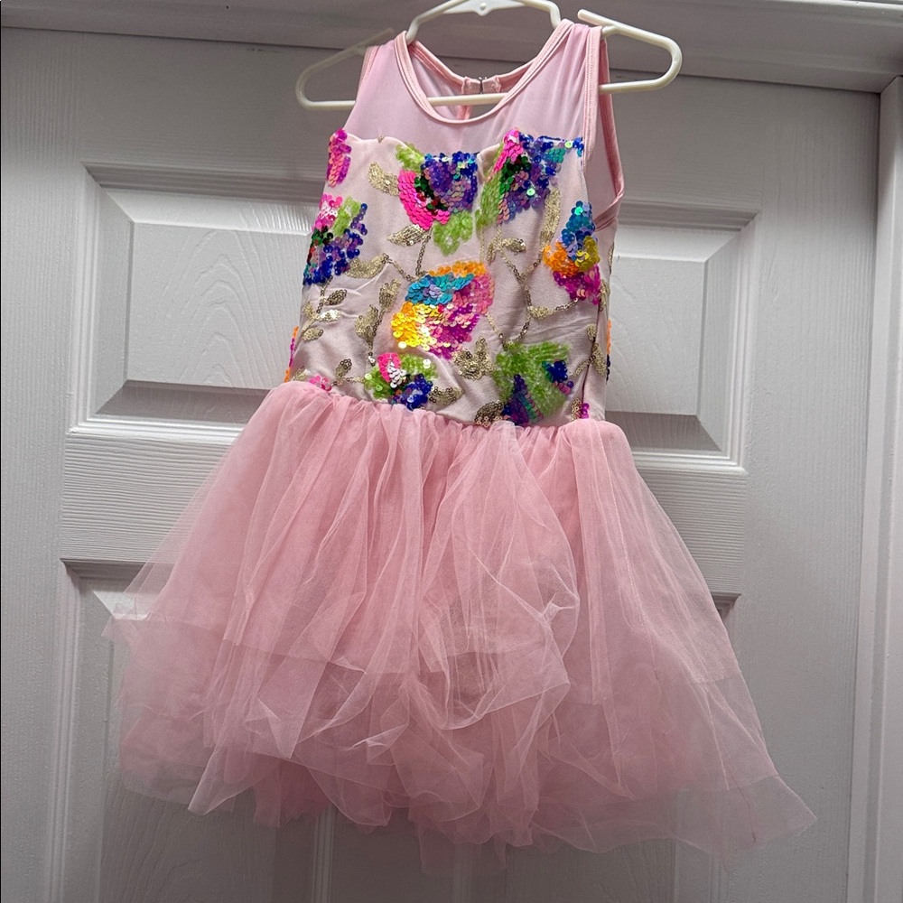 Colorful Sequin Floral Kids Costume Dress